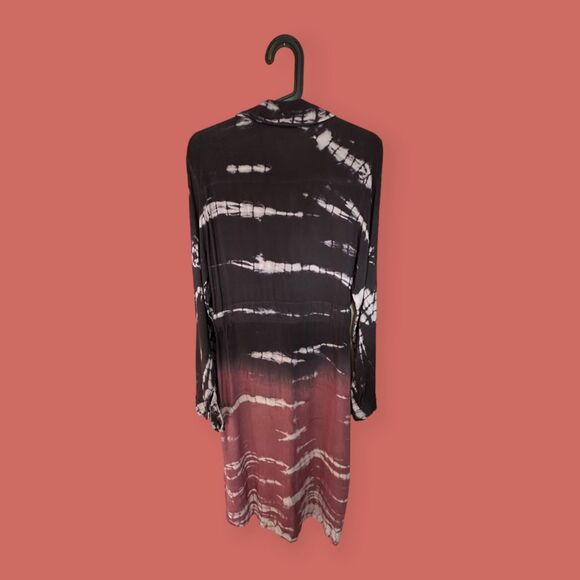 💜 TIE DYE J GEE OMBRE MAXI SHIRT DRESS PURPLE GRAY PINK SIZE XL - Picture 4 of 6